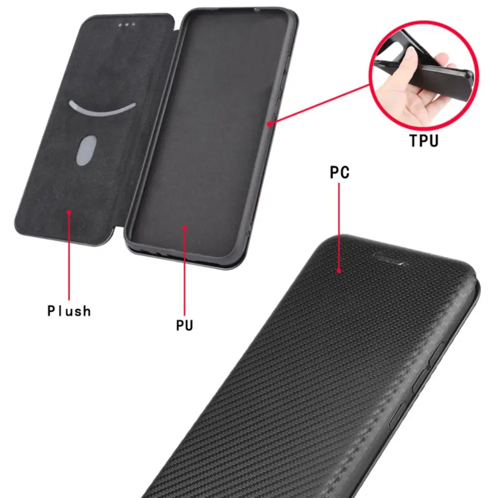 Magnetic Close Carbon Fibre Flip Cover Leather Wallet Case For Samsung Galaxy S24 Ultra S23 S22 S21 Plus S20FE S24FE S23FE S21FE