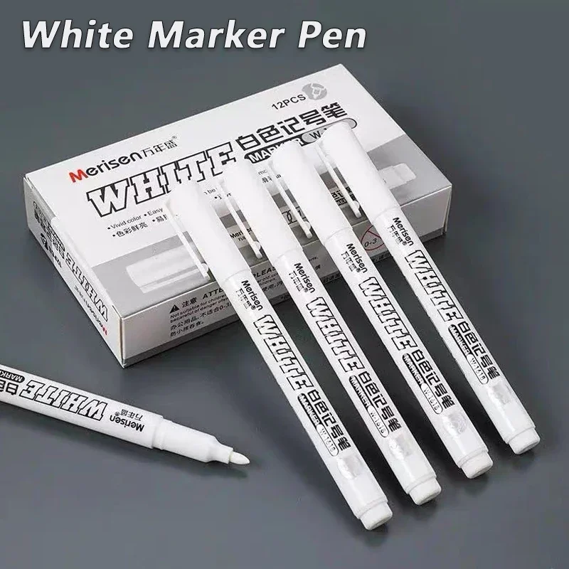 1/3/5Pcs White Marker Pen Oily Waterproof Permanent Gel Pen Writing Painting Drawing Graffiti Pen Stationery Art School Supplies