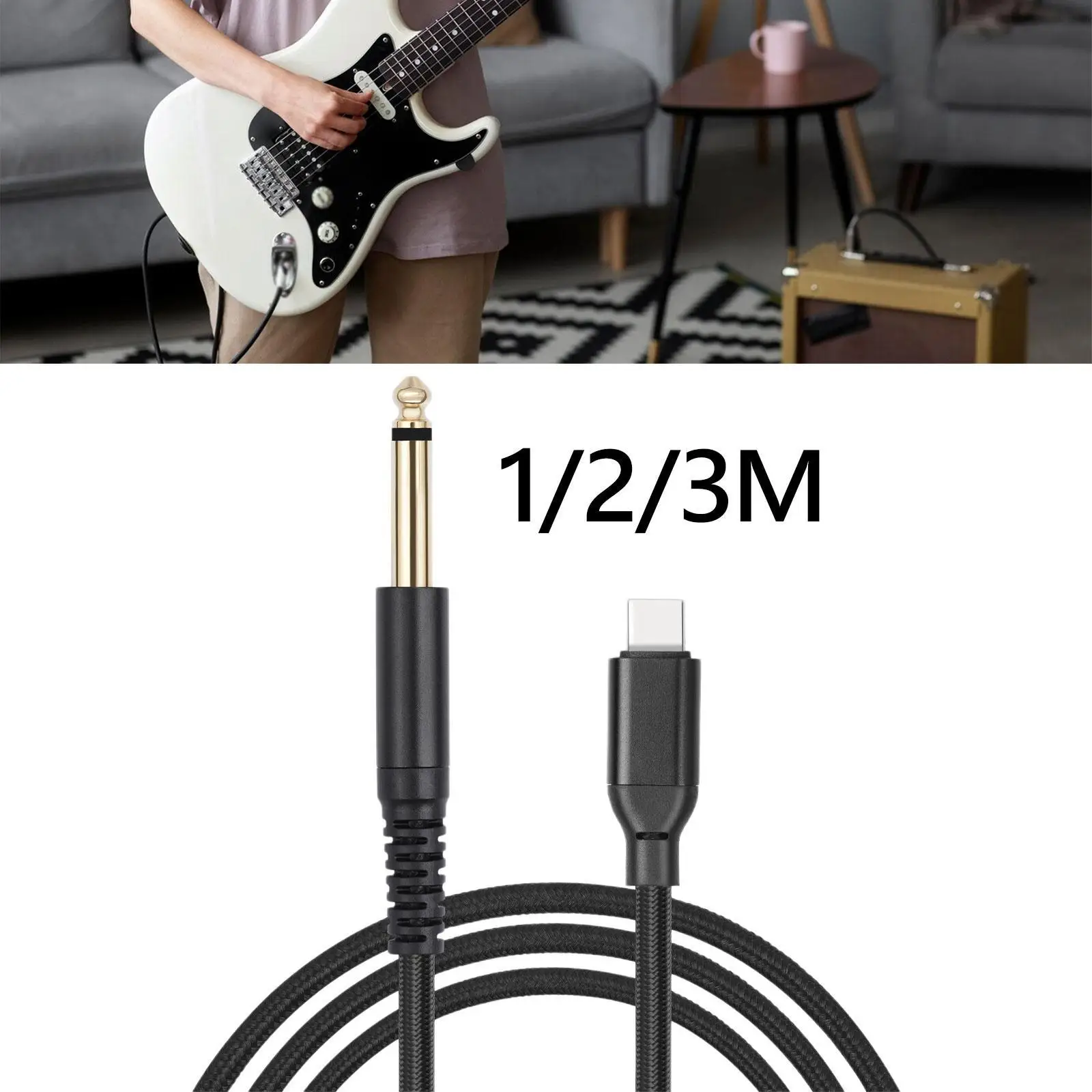 Electric Guitar Bass Mixer Cable Instrument Cable 6.35mm 1/4in Musical Instrument AUX Cable for Electronic Organs Amp Cord Bass