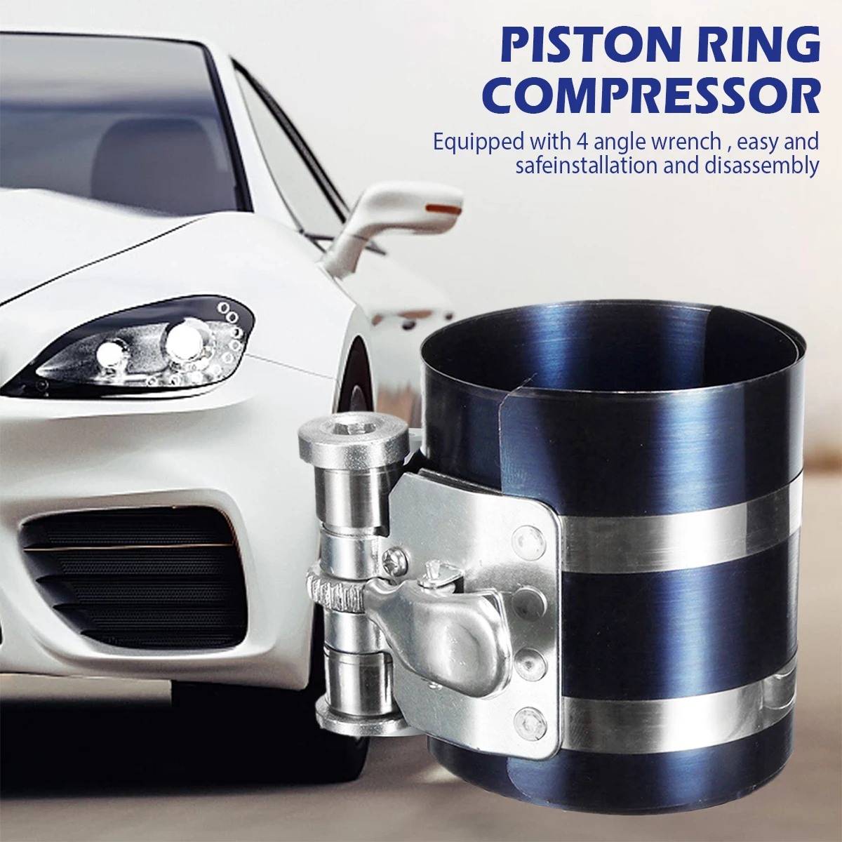 Piston Ring Compressor Engine Ratchet Type Clamp Band Installer 53-175mm Metal Ring Adjustable Compressor for Vehicle Car Repair
