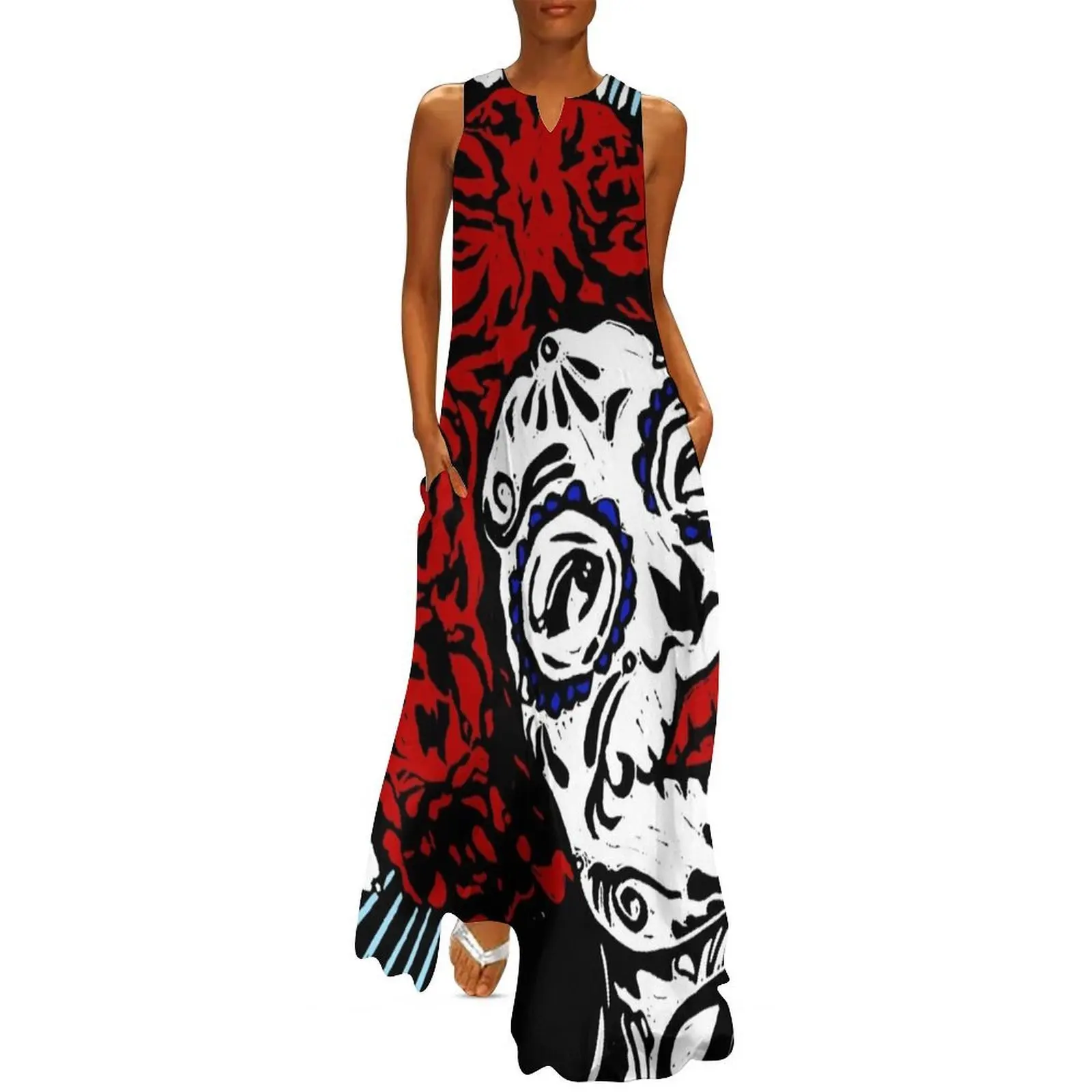 

Sapphorica Creations Linocut Carmelita Long Dress luxury dress Clothing female Women's clothing evening dress ladies