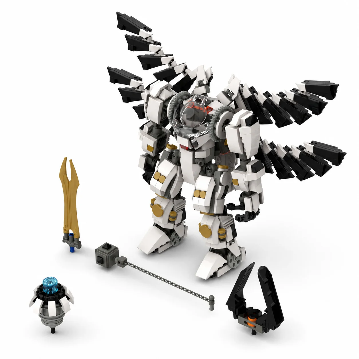 MOC Archangel Mecha Robot Building Blocks Manned Pilot Cockpit Winged Warrior Bricks Model Movable Action Figure Adult Gift