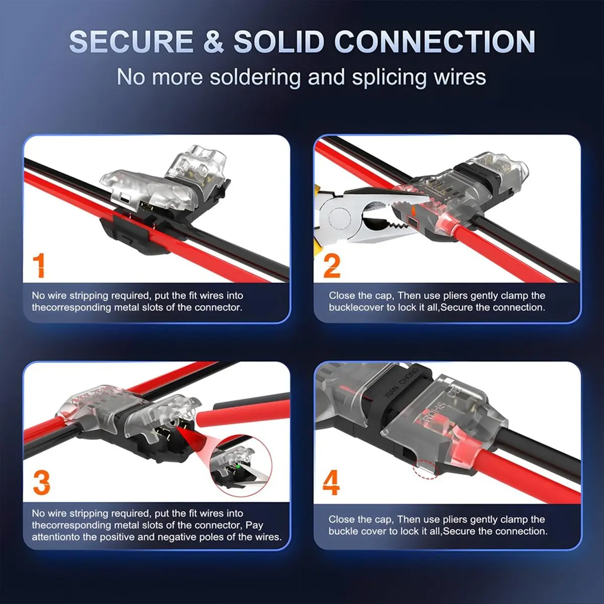 N14R Top 10pcs T Type Wire Connector 2 Pin T Tap Wire Connectors, Wire Splice Connectors, No Stripping 2 Way Wire Connectors