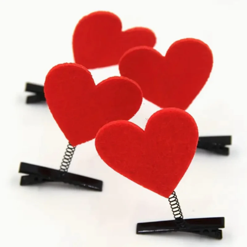 Valentine's Day Heart-shaped Spring Hairpin Decorative Cute Cartoon Love Duckbill Clip Children Hair Tools Headdress Accessories