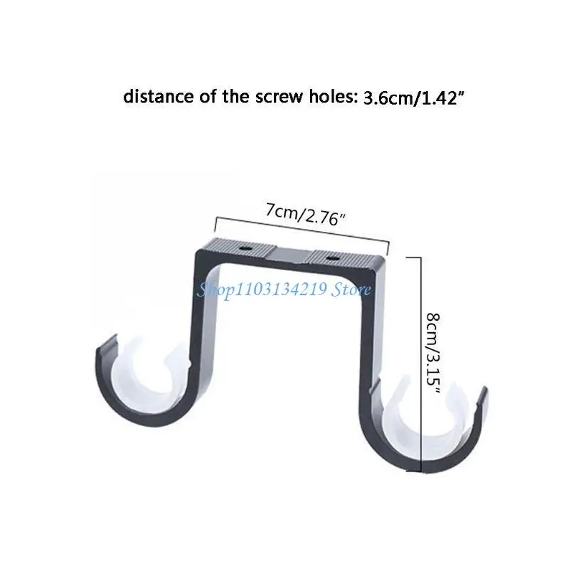 N5KC 2 Pcs Hang Curtain Rod Holders Heavy Duty Curtain Drapery Rod Bracket Wall-Mounted Metal Double Rod Bracket