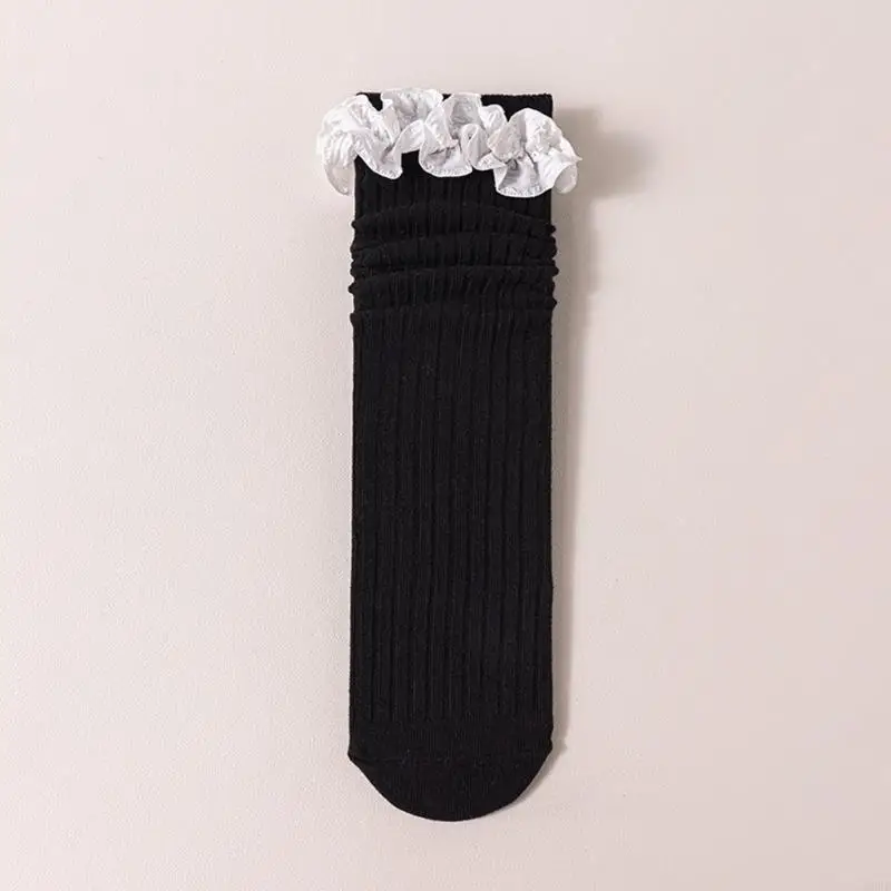 

1 Pair 3-10T Kids Stockings Solid Color Fashionable Socks Breathable Hosiery In Calf Length Children's Socks for Girls