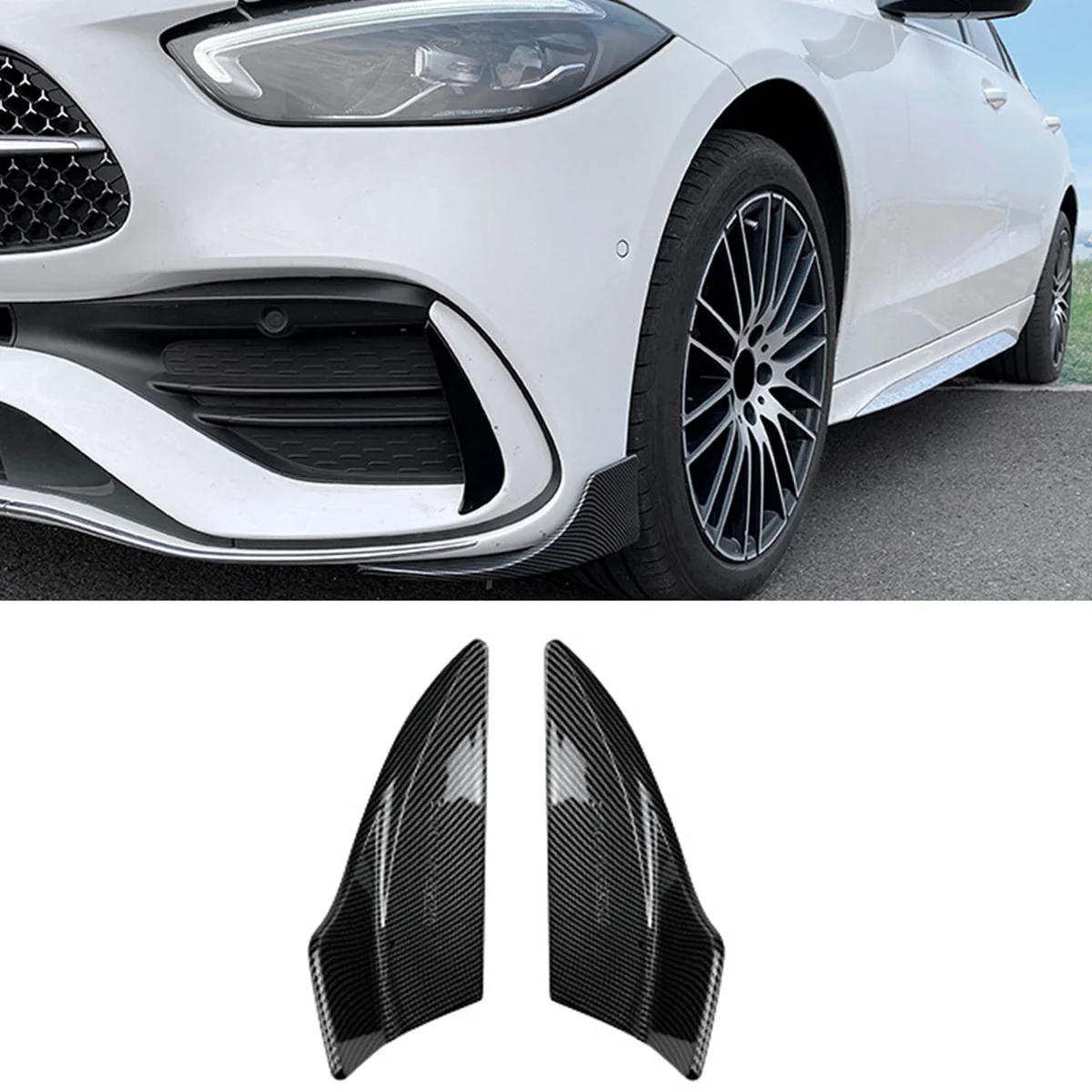 For Mercedes-Benz C-Class W206 AMG C200 C260 C43 Brabus Front Bumper Lip Angle Diffuser Splitter Spoiler Diffuser Carbon