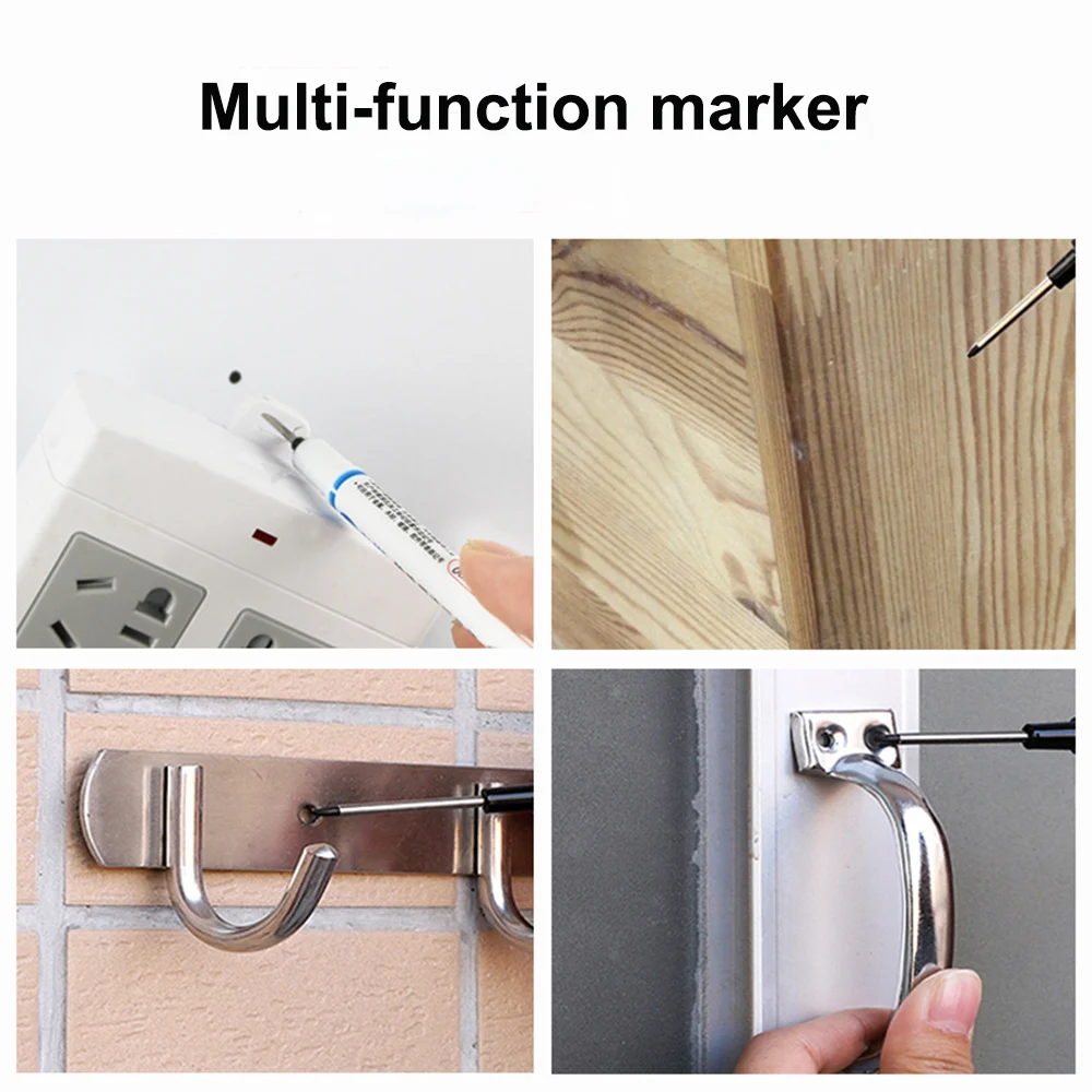 6 個 20 ミリメートル深穴ロングニブヘッドマーカー金属穿孔ペン用防水浴室木工装飾多目的