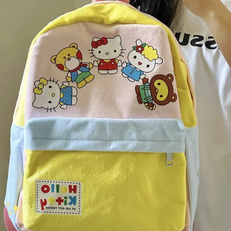 

Sanrio Hello Kitty Homemade Light Pink Blue Backpack College Style Niche Versatile Shoulders Bag Y2k Sweet Girl Fashion Backpack