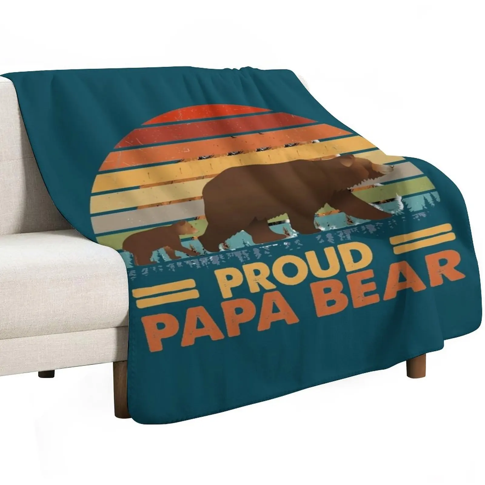 Proud Papa Bear Throw Blanket Plaid Custom For Decorative Sofa Plaid on the sofa for winter blankets ands Blankets