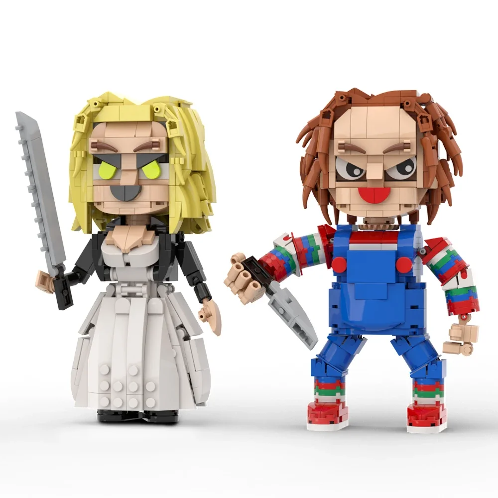 شخصيات فيلم رعب MOC Chuckyds لبنات البناء ، Brickheadzs ، الكوميديا الكلاسيكية ، نموذج الطوب ، هدية اللعب