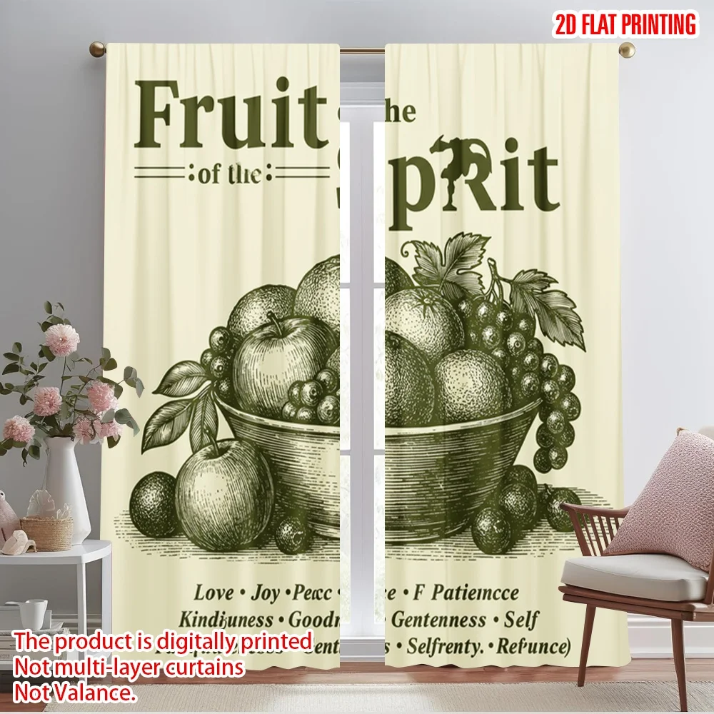 

2pcs 2D flat printing Drapes Fruit of the Spirit Love Joy Peace Polyester Fabric Without Electricity Birthday Party Use for