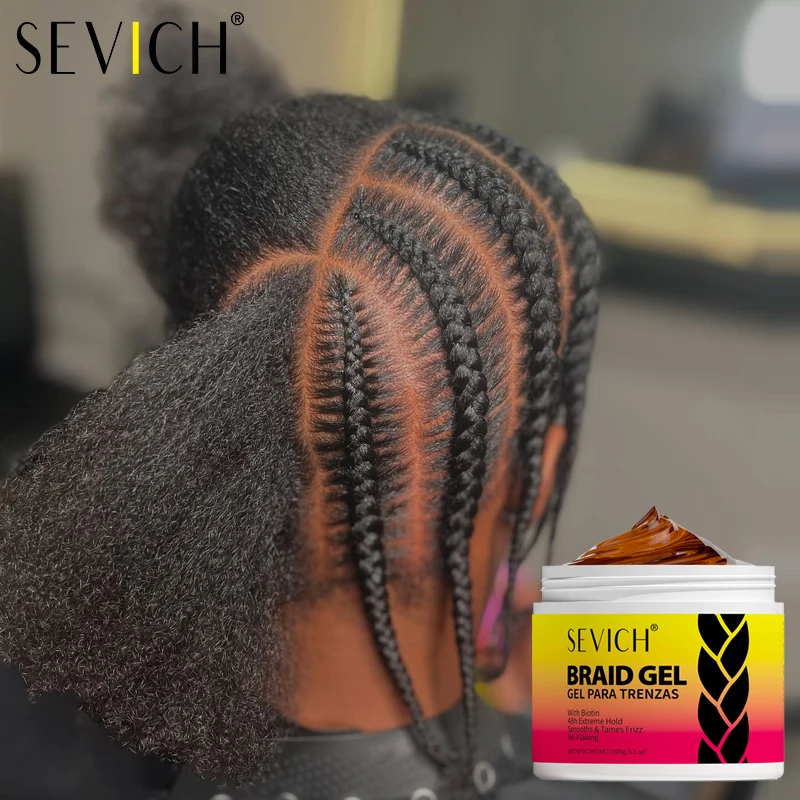 

SEVICH 100g Biotin Braid Styling Gel Edge Control Frizz Smooth Hair Wax Pomade Loc Twist Braiding Cream For African Women
