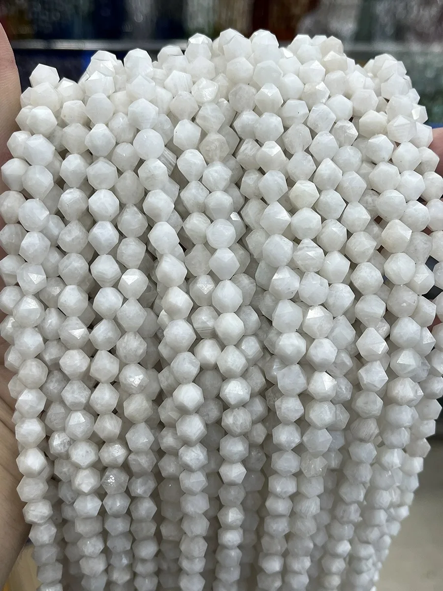 Genuine Blue Light White Moonstone  Loose Beads Fit Jewelry 3x8mm 15