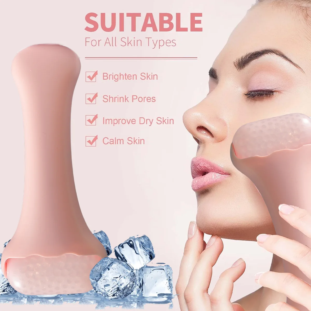 

PE Gel Ice Roller Face Icing Tightening Cold Therapy Massage Roller Shrink Pores Skin Calming Relieve Sunburn & Reduce Swelling