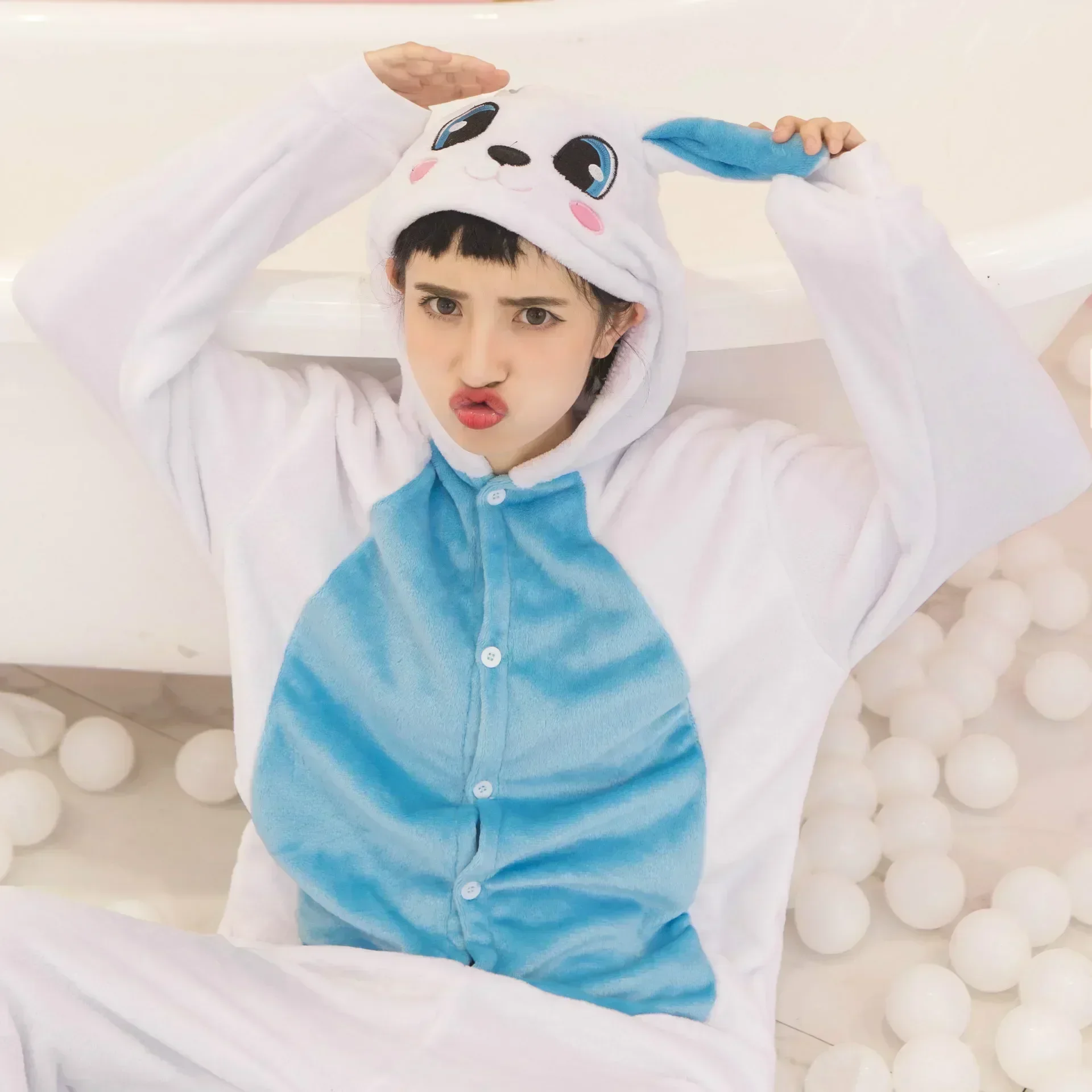 Children Rabbit Kigurumi Cartoon Pajamas Baby Boys Sleepwear Animal Anime Sleepwear Jumpsuits Girls Pijama Kids Onesies Family