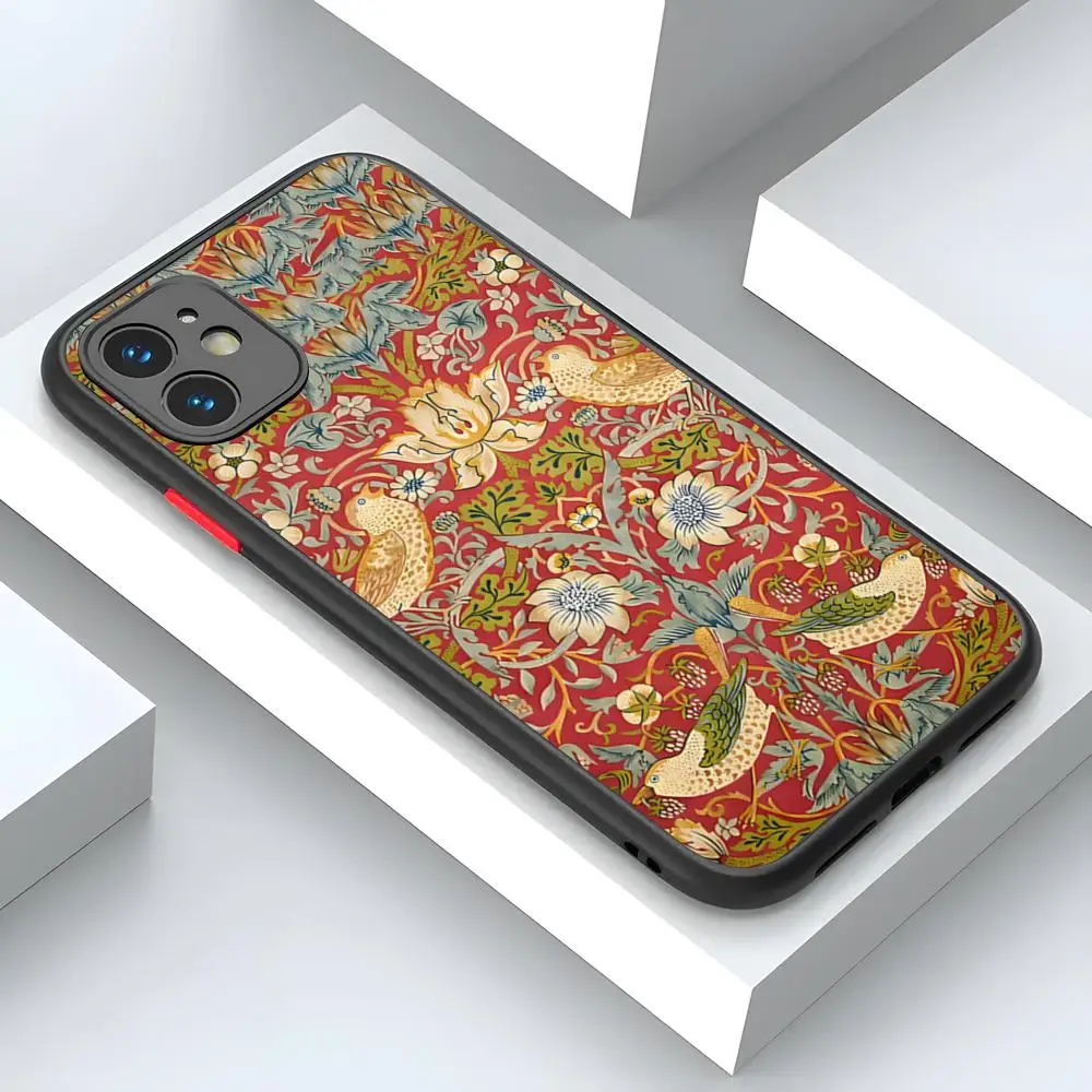 ويليام موريس الفراولة اللص تصميم جراب هاتف آيفون 16 15 14 12 13 11 شراء Pro Max XR XS Mini X 7 8 Plus غطاء غير لامع