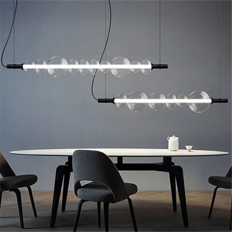 Imagem -05 - Nordic Glass Pendant Light Abajur Transparente Bubble Light Modern Long Strip Pendurado Lâmpadas Decorações para Sala de Jantar