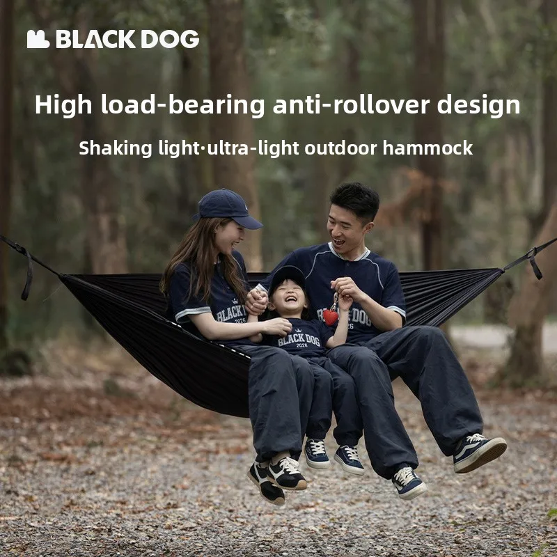 Black Dog Solid Color Parachute Hammock with Hammock straps and Black carabiner Camping Survival travel outdoor furniture