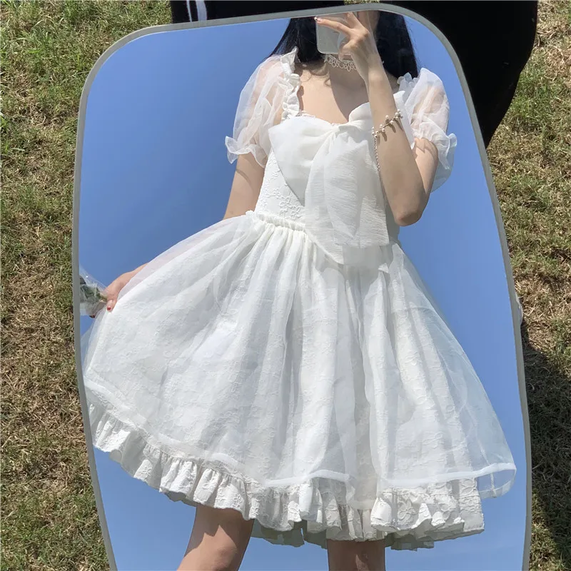 2024 Summer Short Sleeve Lolita Dresses Waist-Tight Figure Flattering Puffy Dress