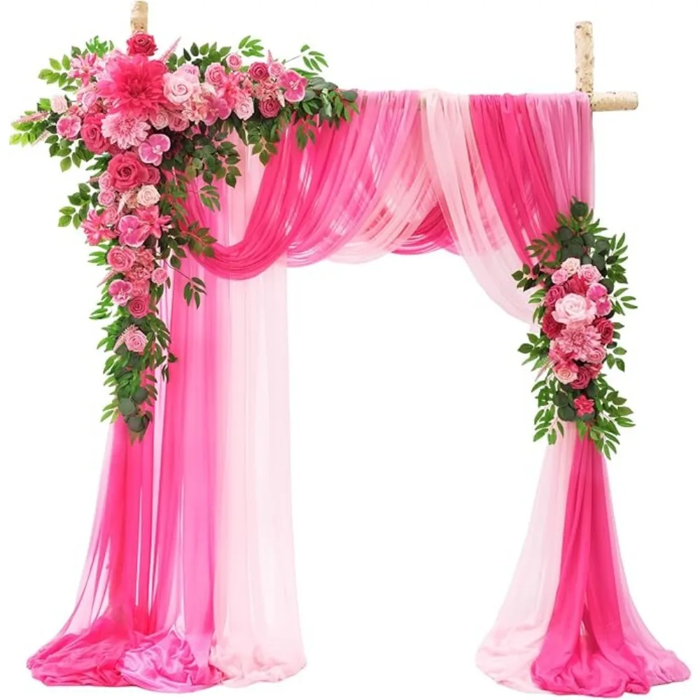 

Wedding Arch Flowers Kit ,Pack of 5, 2pcs Floral Arch Arrangement with 3pcs Wedding Arch Draping Fabric,Reception Backdrop.