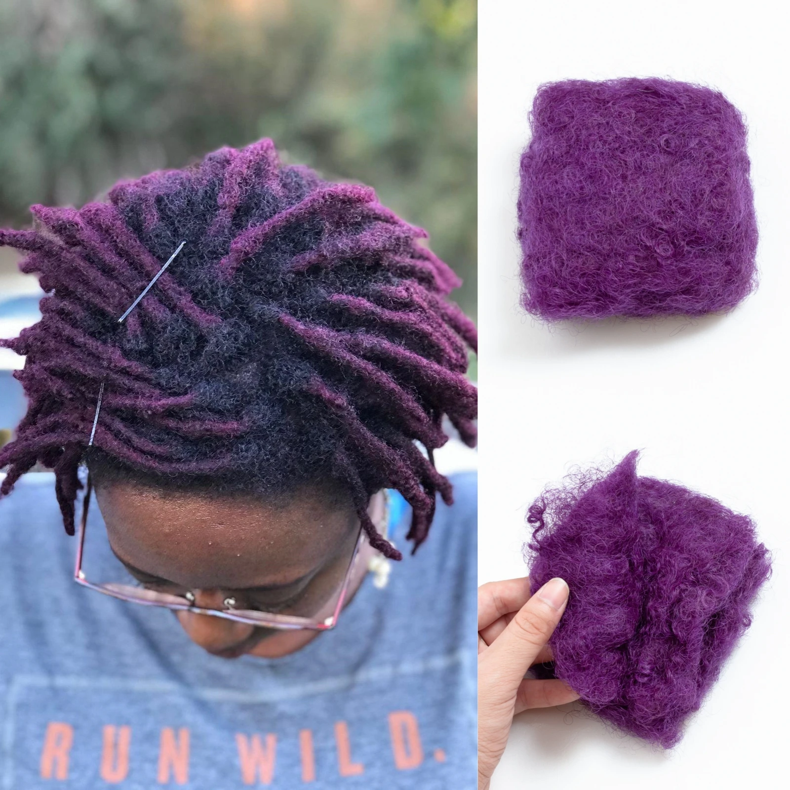 

8-дюймовые фиолетовые афро-кудрявые объемные 100% человеческие волосы, грязные косы в стиле регги, бразильские натуральные вязанные крючком волосы, дреды для мужчин