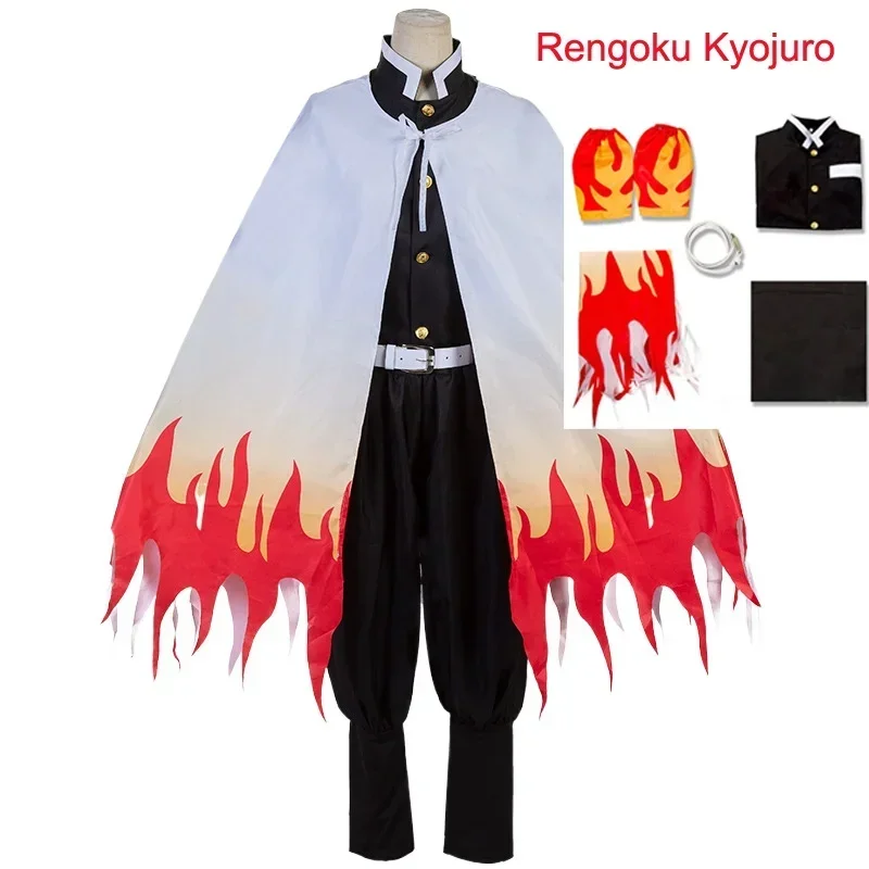 Anime Rengoku Kyojuro Cosplay Costumes Train Mugen Demon Slayer Kimetsu No Yaiba Robe Suits For Adult Kids Wigs Cos Outfit Party