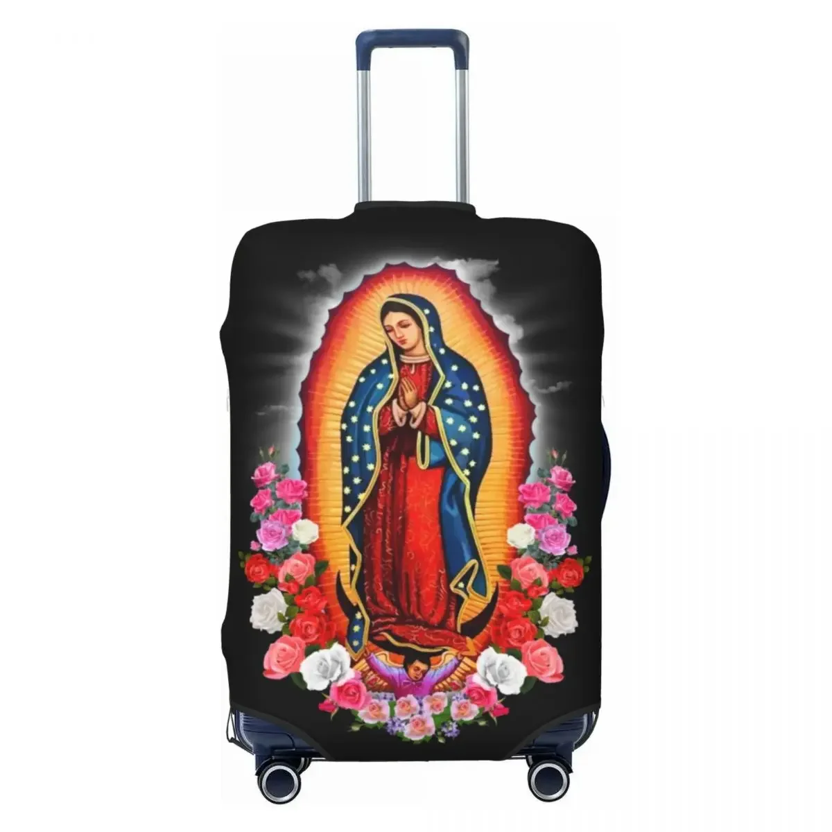 

Custom Virgin Mary Of Guadalupe Travel Luggage Cover Dust Proof Mexico Catholic Saint Suitcase Cover Protector Fit 18-32 Inch