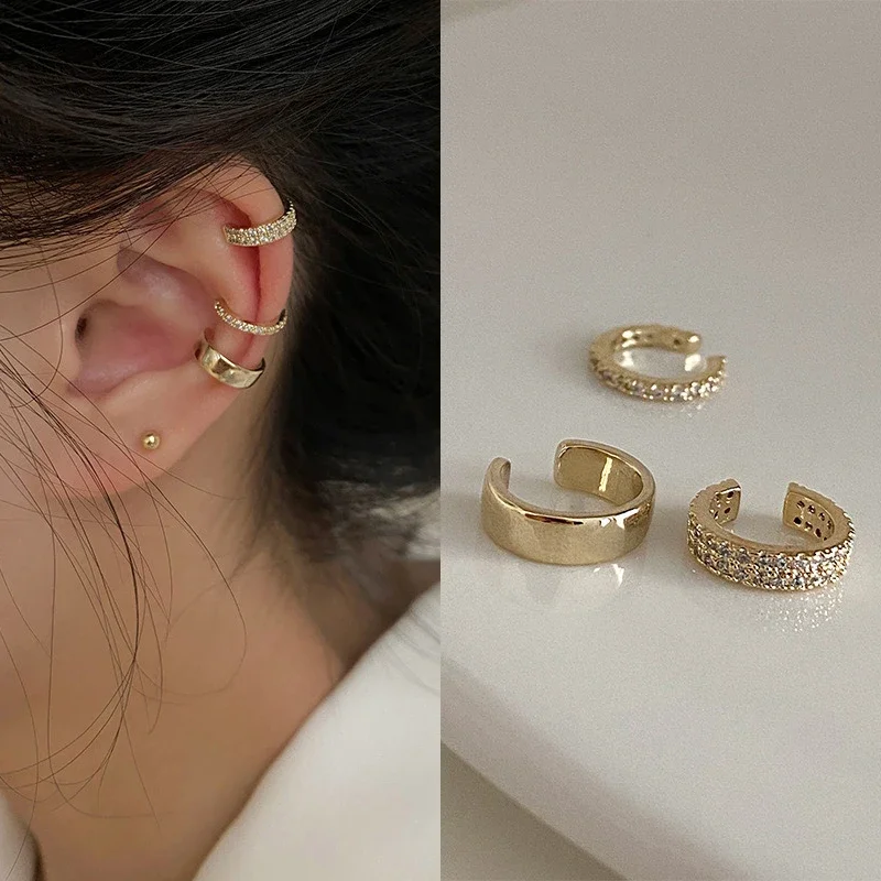 LATS Delicate Zircon Cute Clip Earrings Female Buckle Ear Cuff No Piercings Fake Cartilage Ear for Women 2024 Fashion Jewelry