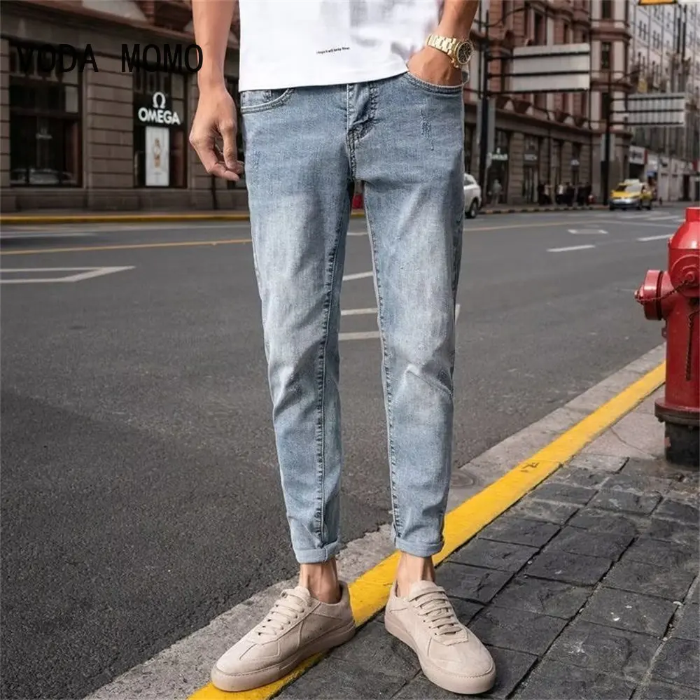 Classic High Quality Men'S Thin Jeans 2022 Spring AutumnNew Elastic Loose Casual Pants Male Slim Fit jeans men Denim Trousers