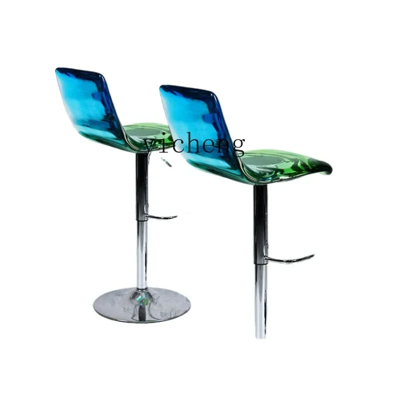 A22 Backrest Liftable Bar Chair Transparent Crystal Resin Rotating High Stool Bar