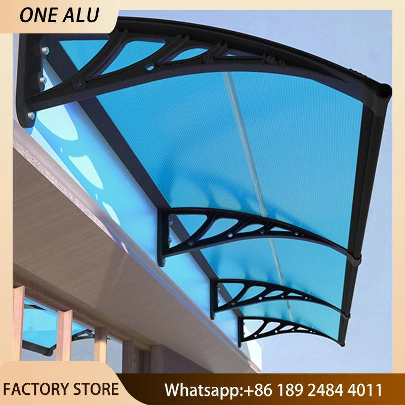 Polycarbonate Awning with Aluminum Bracket UV Protection Rain Shelter for Door Window