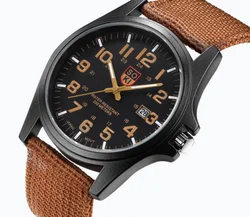 Reloj militar de moda para hombre, cronógrafo de cuarzo deportivo con correa de nailon trenzado, calendario