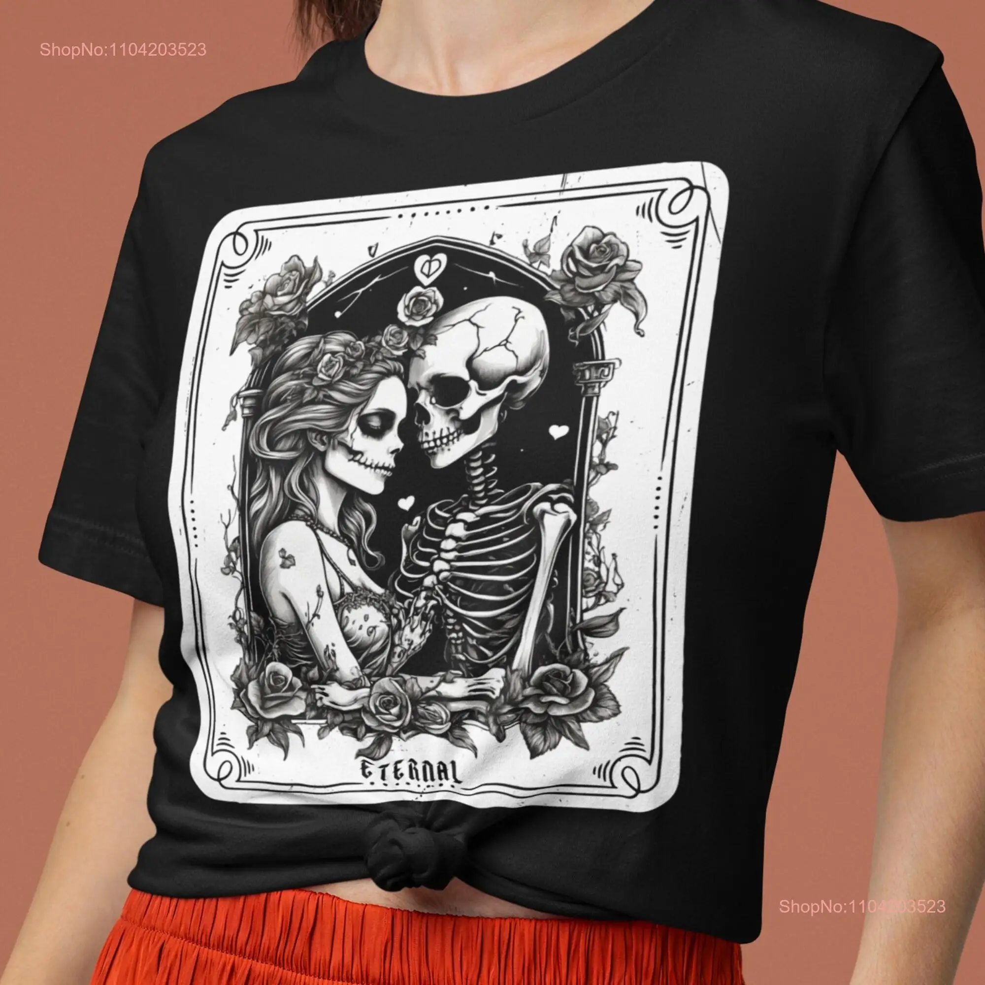 Eternal Love Tarot Card Gothic Skull Mystic T shirt Skeleton Design long or short sleeves