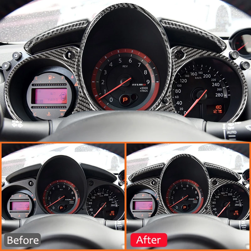 For Nissan 370Z Soft Carbon Fiber Car Dashboard Instrument Panel Frame Trim Cover Decoration Sticker Auto Interior Accessories