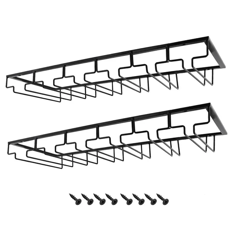 

Wine Glasses Rack Under Cabinet Stemware Rack,Wine Glass Hanger Rack Wire Wine Glass Holder Storage Hanger for Cabinet Kitchen B