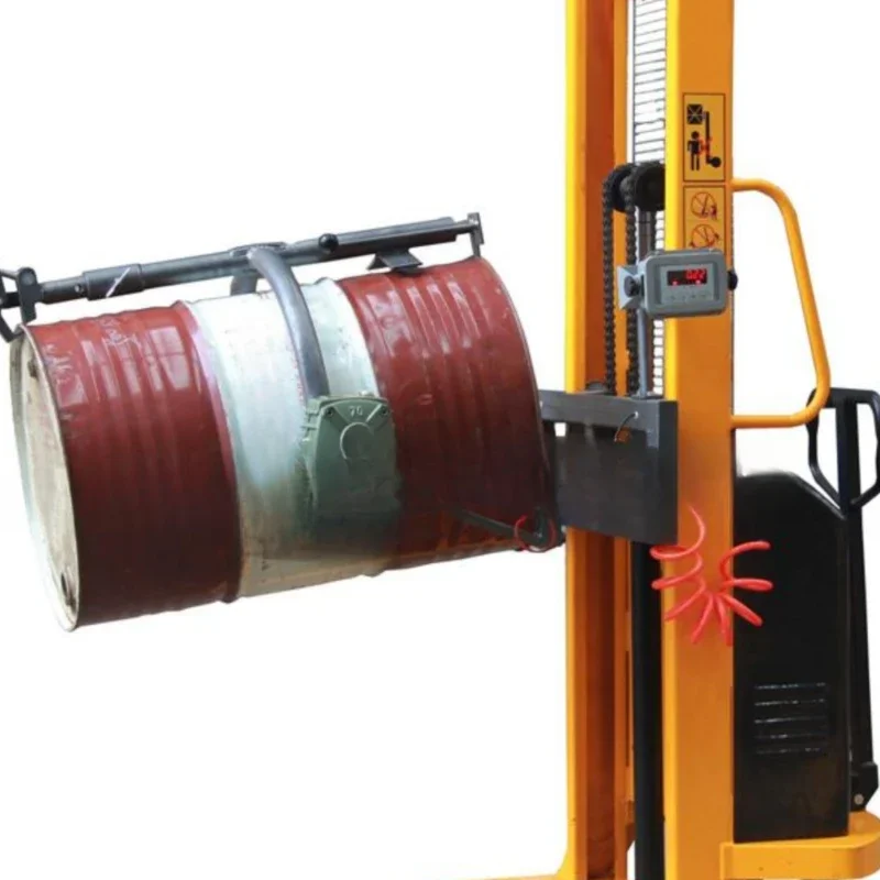 

Semi-electric oil drum stacker truck handling loading and unloading tipping plastic iron drum