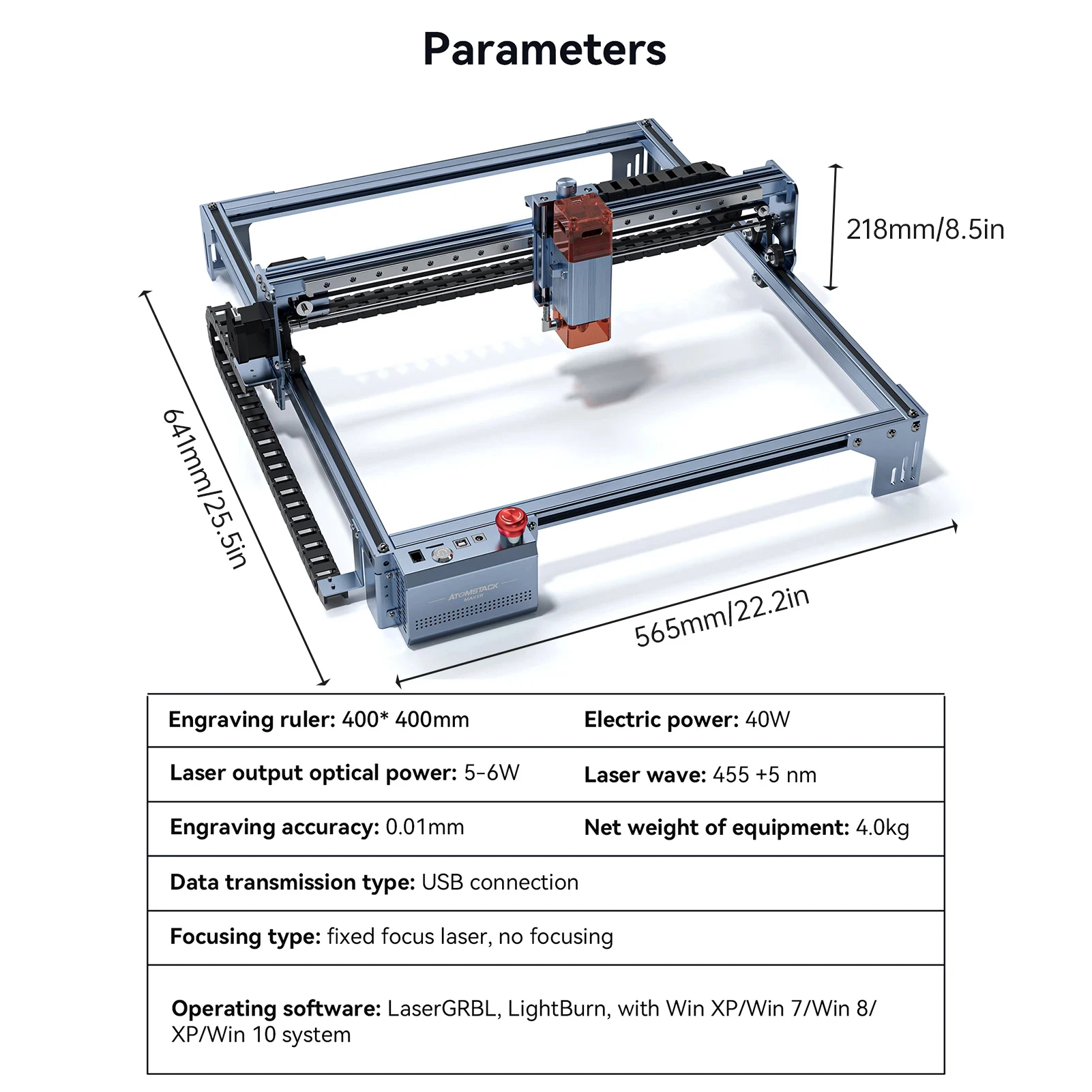 NEW Atomstack Maker A5 V2 High Speed Laser Engraver Engraving Cutting Machine Fixed-Focus Ultra-thin 6W Laser w/ 400x400mm Area