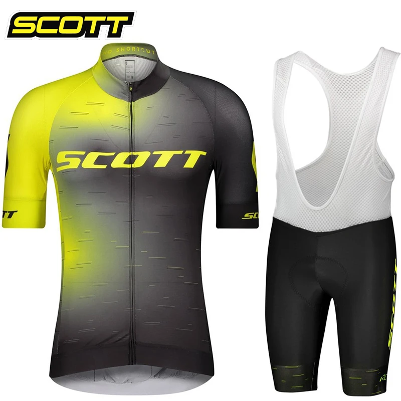 Bike Jersey Set 2023 Team SCOTT Cycling Clothing Summer Short Sleeve Cycling Suit Men\'s Top and Bottom 19D Gel Bib Shorts Kit