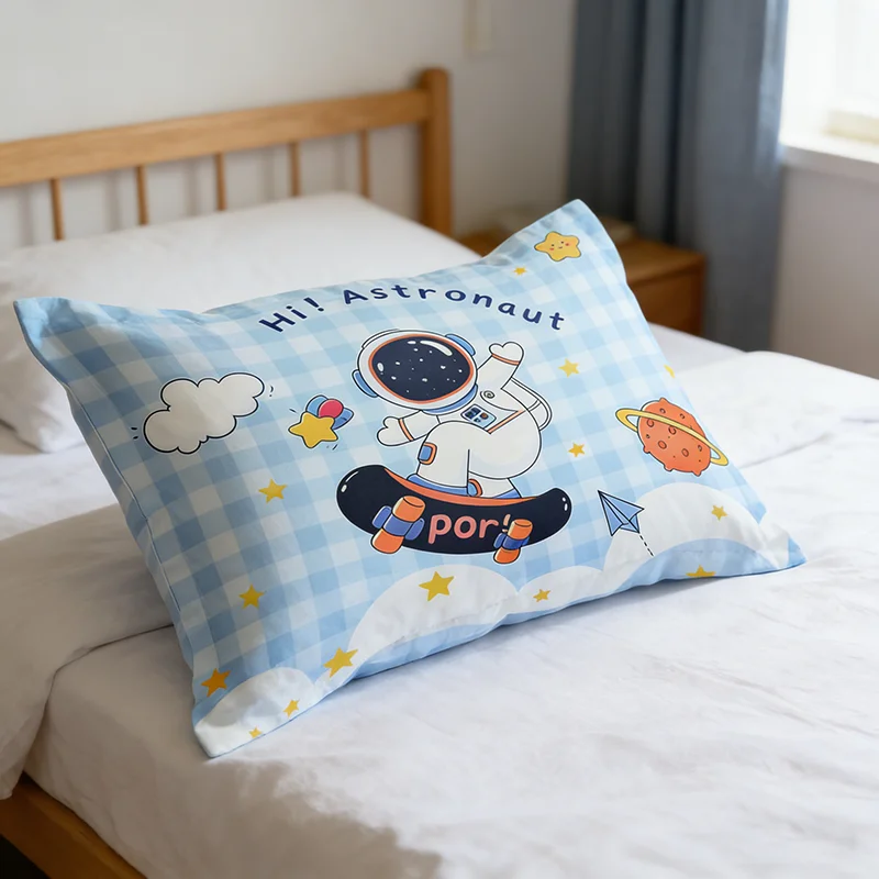 2 Pieces/1 Pair Set 40x60/48x74cm 100% Brushed Fabric Printed Pillow Cases Pillow Cover Set