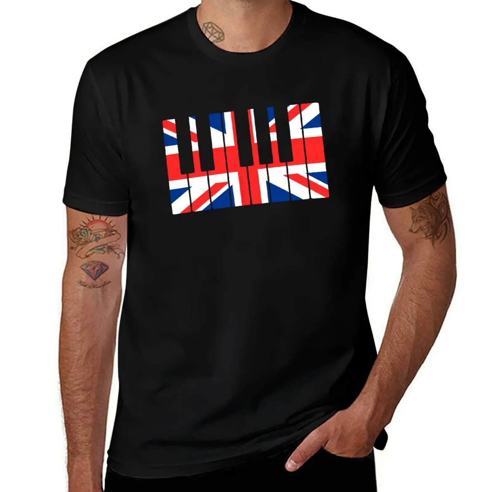 

UK Flag Piano Pianist British Musician T-Shirt oversized graphic tee Short sleeve tee boys whites vintage men clothing