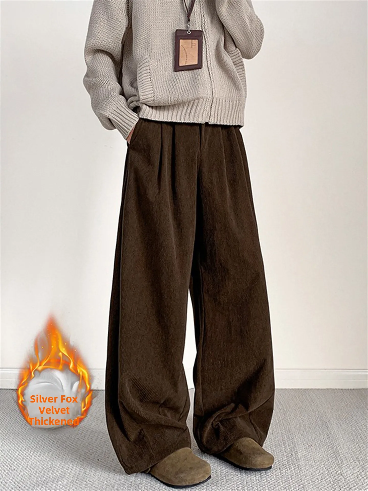 

Thiened Corduroy Leisure Pants Men's Autumn Winter Fce Wide Leg Retro American Lazy Sle Thi Old Money West Pants