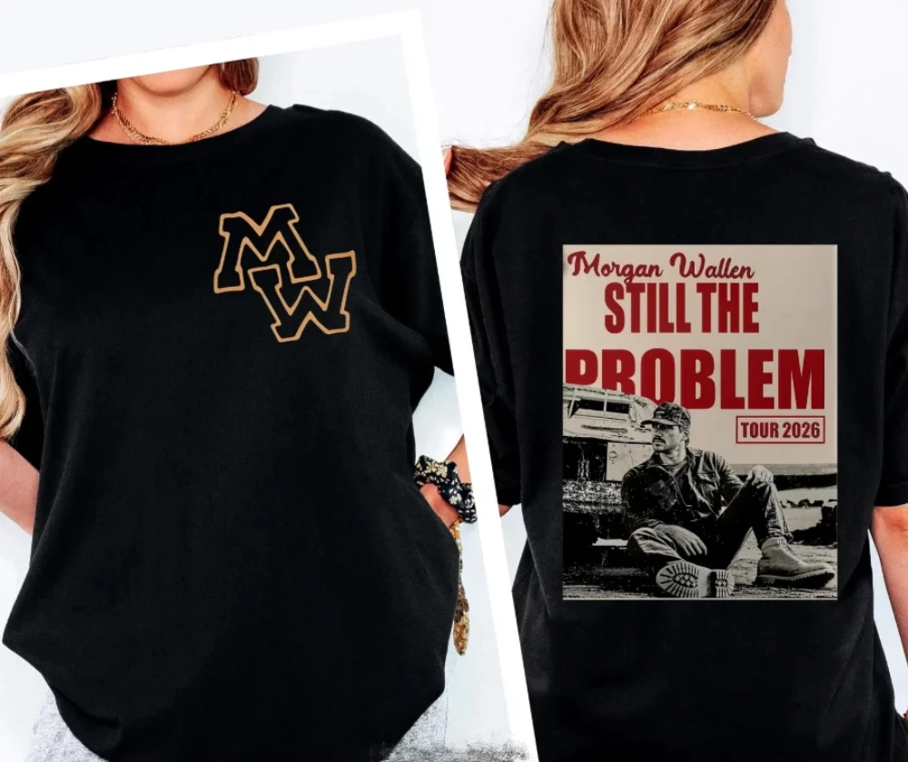 Morgan Wallen  Tour T-shirt still featuring a problem-themed loose-fitting fashionable casual pure cotton couple's streetwear