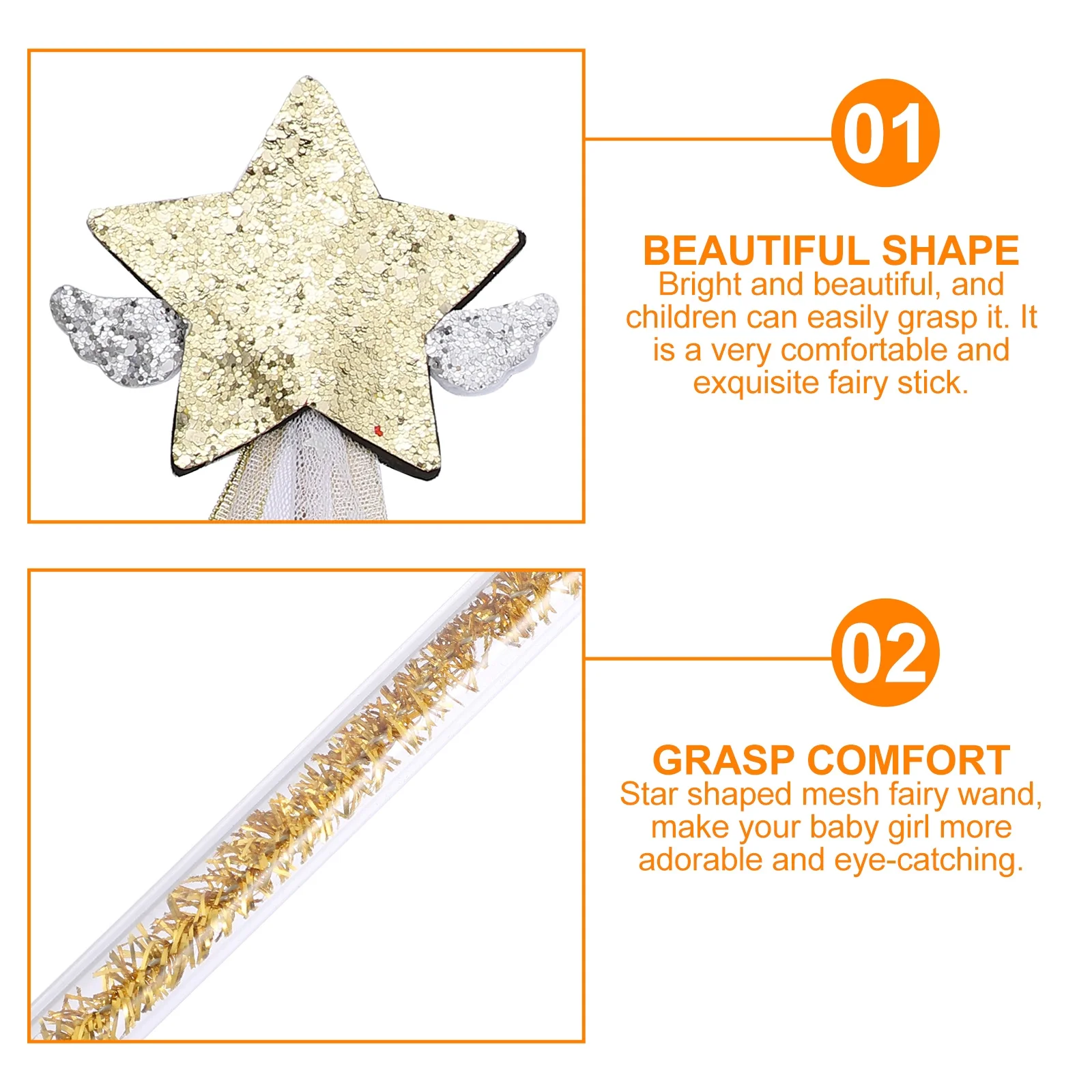 2 قطعة شكل نجمة شبكة الجنية الصولجانات مشرق اللون التصميم الإبداعي حفلة لصالح تأثيري الدعائم أداء الجنية العصي #3