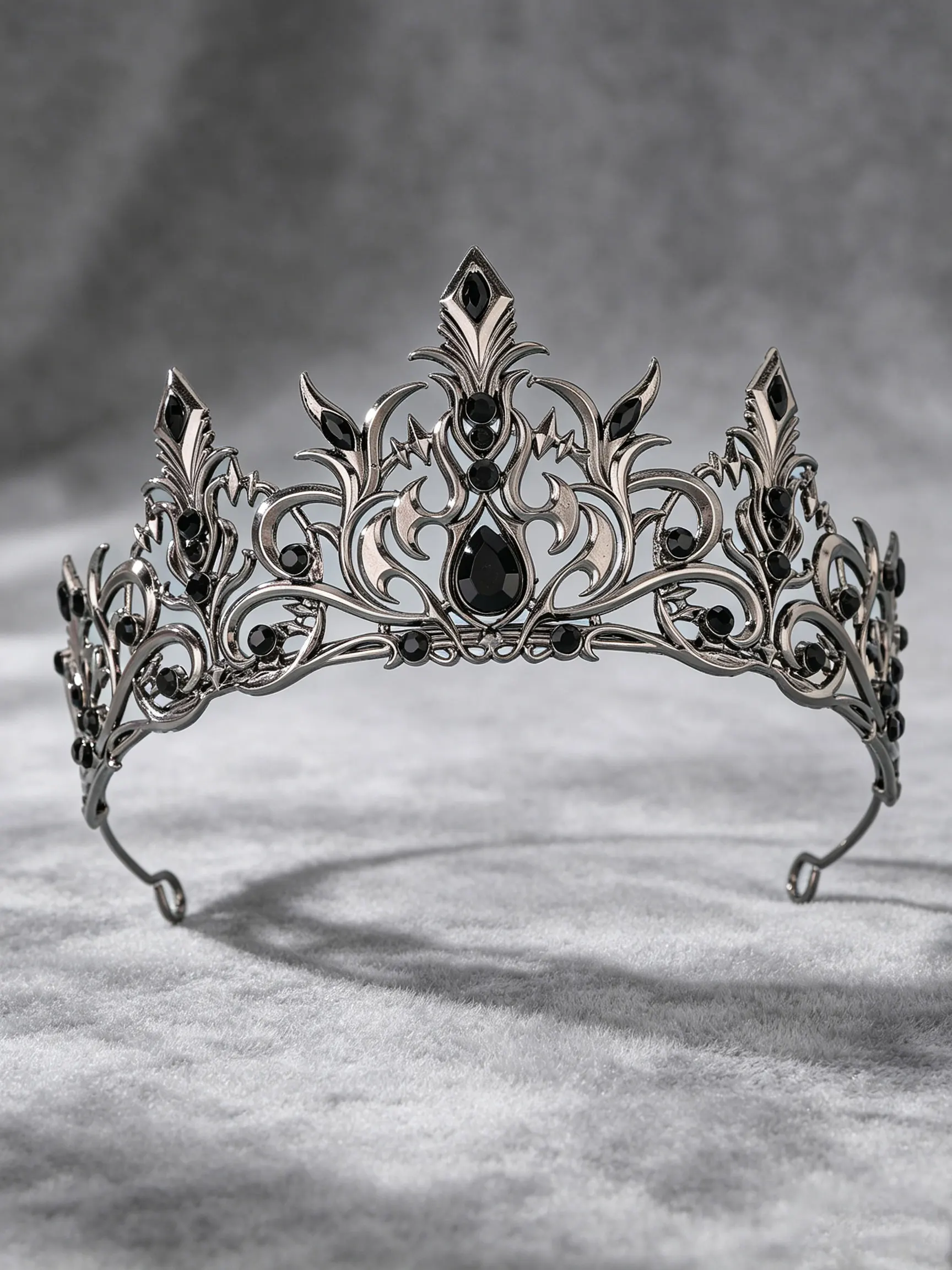 Gothic Black Crystal Men's Crown, Silver-Toned Royal Tiara, King Crown for Halloween, Dark Wedding & CosplaySuitable for balls image 3