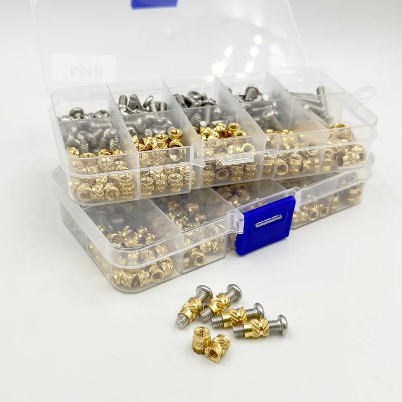 Messing-Einsatzmutter und Schrauben-Sortiment-Set, 260–500 Stück, M2, M3, M4, Hot-Melt-Einsatz, Rändelmutter, Injektions-Einbettungsmutter für 3D-Drucker – Detail 5