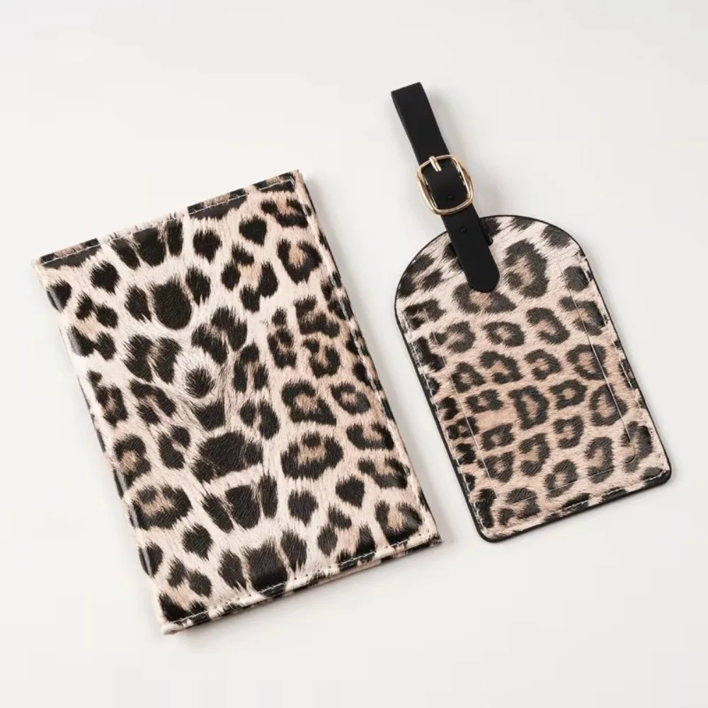 2pcs Leopard Print Passport Cover Protective Cover Unisex Design Passport Wallet PU Leather Storage Bag Travel Document Holder