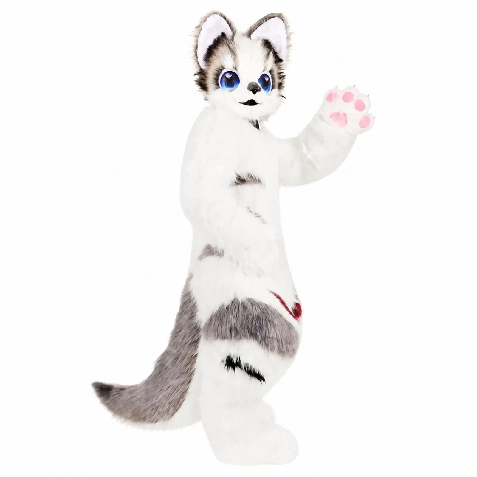 Plush Cosplay Costume Furry Animal Fursuit with Long Tail and Blue Eyes for Anime Conventions and Themed Events