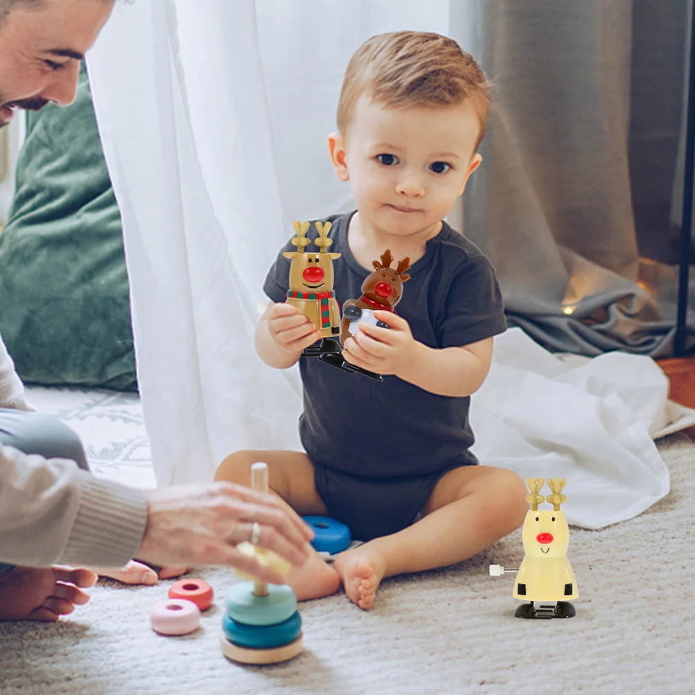 Jouets pour enfants sur le thème de noël, 3 pièces, accessoires compacts en plastique, mécanisme d'horlogerie manuel réel
