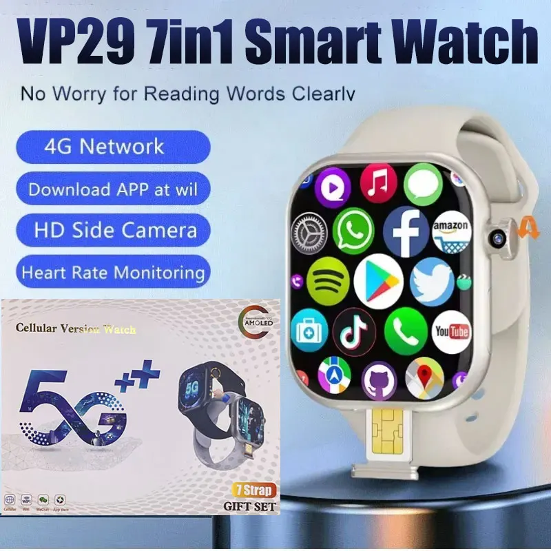 ساعة ذكية VP29 5G: 2.29 بوصة AMOLED، Android 10، كاميرا دوارة، GPS، WiFi، NFC، Google Play Store #1